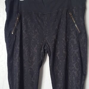 Lace pattern stretch pants XL